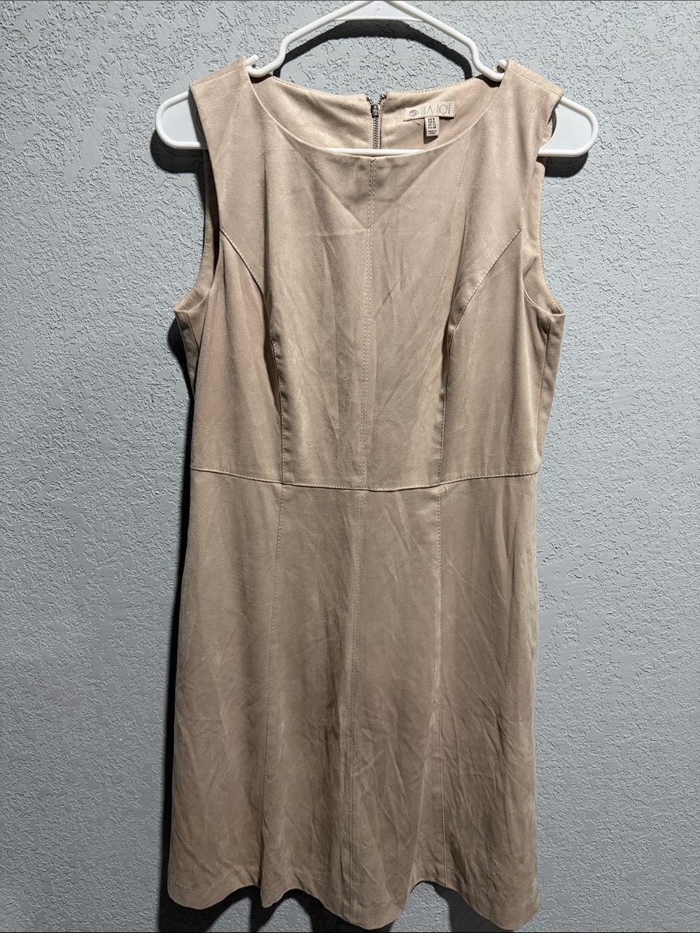 Lila Rose Beige Sleeveless Midi Sheath Dress